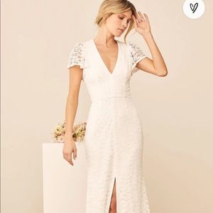 Lulus White Flutter Sleeve Maxi Dress